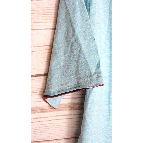 Vassari Los Angeles V-Neck XL Slim Fit Short Sleeve Teal Cut Hem, Cuff Shirt - Picture 13 of 16